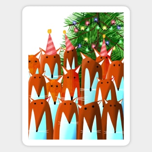 Foxes Christmas Party Magnet